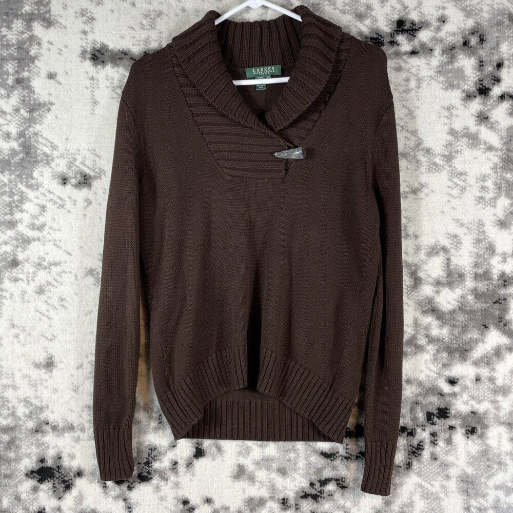 Lauren Ralph Lauren Sweater Womens Size PP Shawl Collar Horn Closure Knit Cotton